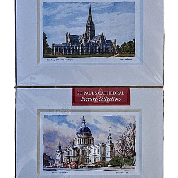 Matted Prints from Original Artwork Salisbury & St Paul's Cathedrals 6"x 8" NISP - Picture 1 of 6